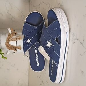 Converse Navy and White Slide Sandals